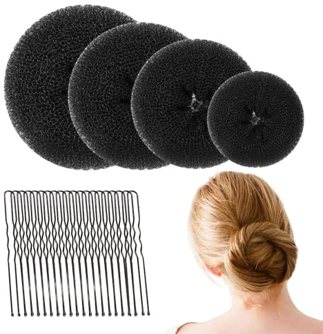Donut Hair Bun Set, Duttkissen, 4 Stück Frisurenhilfe, 20 U-Form Haarspange Haarnadel, Donut Haark Hochsteckfrisuren Zubehör für Frisur Tänzer Kinder Mädchen Frauen