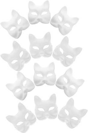 MOLUCKFU 12 Stück Teiliges DIY Papiermasken Katzen und Fuchsdesigns zum Bemalen Leichte Blanko Faschings und Halloween Gesichtsmasken für Kreative Maskerade und Cosplay Party