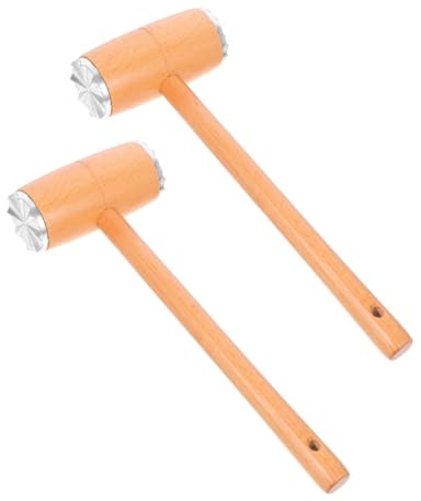 CIYODO 2 Pezzi Martello per Carne con Manico Ergonomico e Teste Doppie in Alluminio Batticarne in Legno di Faggio per Intenerire Bistecca Pollo Manzo e Maiale Resistente e Facile da