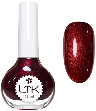 Shimmer Cherry Red Nail Polish Quick Dry - Wine Red Quick Dry Nail Polish - Long Lasting Glitter Burgundy Nail Varnish - High Glossy Chip Resistant Water Based for Women DIY Manicure at Home