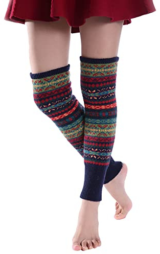 Legwarmer Damen Bunt Warme Beinstulpen Eiskunstlauf Hippie Stulpen Leg Warmers Lang Overknees Beinwärmer Karneval Y2k Cute Stuff Knielange Stulpensocken Wadenwärmer 80er Jahre Strickstulpen