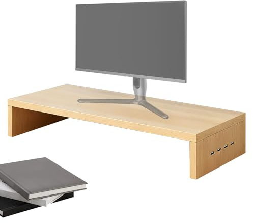 Djowyh Sursupport d'écran pour bureau - Support Surélevé Avec 4 Ports USB - Socle Pour Imprimante De Bureau Et Écran D'ordinateur | pour écran imprimante fournitures accessoires clavier bureau maison