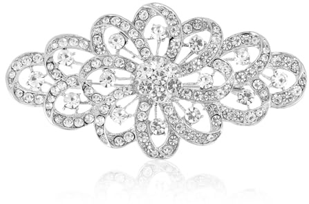 Mikovivi Broche de Boda para Mujer, Broche Flor Nupcial con Diamantes Imitación Plateados para Vestido Novia raMo Novia Chal y Accesorios de Atuendo Formal