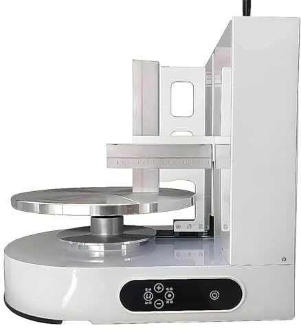 Máquina Automática Formación Hielo para Tartas Cumpleaños, Máquina para Decorar Pasteles Máquina Alisadora, Esparcidor Decoración Crema, Raspador Tartas Ajustable 4 a 12 Pulgadas,White