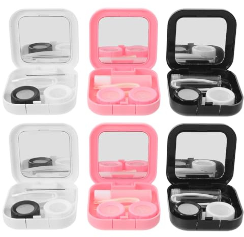 SHOWERORO 6sets Contact Lens Storage Box Travel Portable Contact Lens Case Accessories for Parties and Vacation