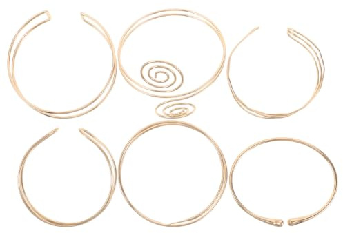 WRITWAA 6 pulseras ajustables para el brazo - Brazaletes metálicos para la parte superior del brazo - Joyería dorada para mujer, ideal para eventos, graduaciones, uso diario, verano y festivales.