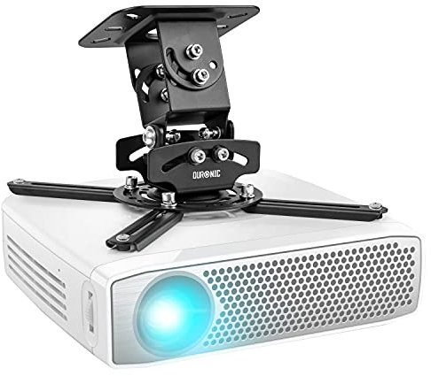Duronic Supporto per proiettore PB03XB | Staffa di fissaggio per soffitto | Capacità di 13,6 kg | Universale | Robusto | Fissaggi Inclusi | Rotazione a 306°, girevole a 40°, inclinazione 60° per una