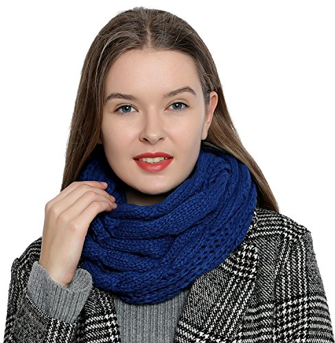DonDon Loop Schal Damen Winter Schlauchschal Winterschal Wollschal warm und weich blau