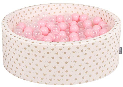 KiddyMoon OK30D-235 Bällebad, Golden-Ecru: Rose/Transparent, 90x30 cm (1er Pack)