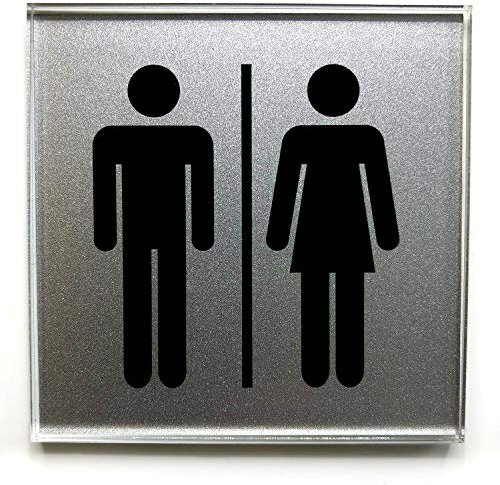WC-Schild Damen und Herren I Acrylglas selbstklebend I 8 x 8 cm silber schwarz I hin_319