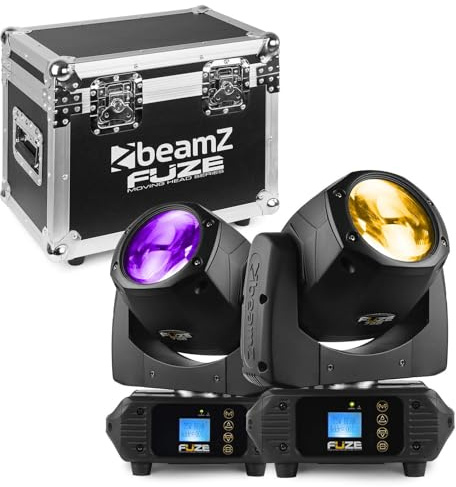BeamZ FUZE75B Moving Head 2er Set mit Transportcase, 75W LED, Movinghead Beam, Gobo, Prisma, Komplettset für DJs, Lichttechnik, Bewegtes Licht, professionelles Discolicht, inkl. Flightcase