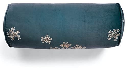 ESSENZA Nackenrolle Lauren Indigo Blue, 22x50 cm - 100% Polyester Samt - Blumen