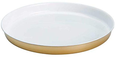 Möbel Jack Serviertablett Servierteller Servierplatte Dekotablett Kerzentablett | Edelstahl | Goldfarben | Weiß | Ø 30 cm x H 3 cm