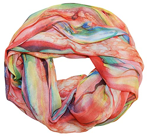 thb Richter Schlauchschal Loopschal Rundschal Halsschal Tücher Buntfarben Farbig weich seidig Leicht Frühling Sommer Herbst Kunst Malerei Farbenfreudig (Farben-23#)