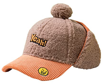 Vobozeany Kinder Baseballkappe Winter Warm Bommelmütze Beanie Wintermütze mit Ohrenklappen Winddichte Trappermütze Fliegermütze für Jungen und Mädchen 3-10 Jahre