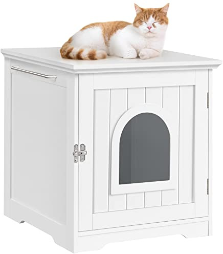 Yaheetech Arenero para Gatos Medianos 48,5x51x51,5cm Cajas de Arena para Gato con Puerta y Entrada Casa para Mascota
