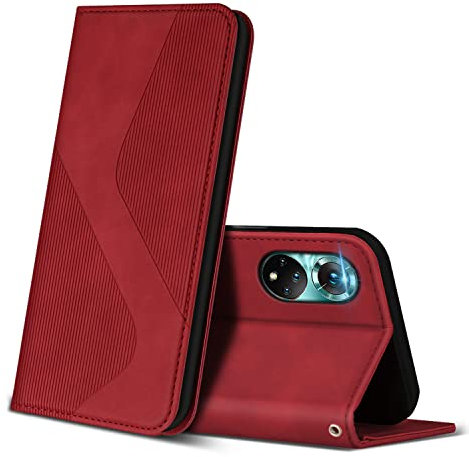 ZONNAVI Funda para Huawei Honor 50 5G, Funda Libro de Cuero con Ranura para Tarjeta y Magnético, Wallet Flip Caso Cubierta Case Carcasa para Huawei Honor 50 5G (Rojo)