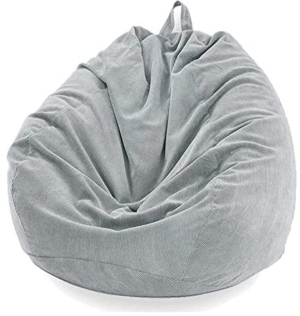 Highdi Sitzsack für Erwachsene Indoor Outdoor Sitzkissen Waschbarer Weicher Flauschiger Sofabettbezug Ohne Füllung Gartenkissen Bodenkissen für Wohnzimmer Gaming (85x110cm,Hellgrau)