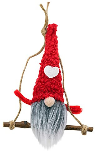 Weihnachten Anhänger Plüsch Holz Weihnachten Anhänger Weihnachtsbaum Deko Anhänger Weihnachtsdekoration Supplies Vintage Weihnachten Papier Dekorationen (Rot-B, Einheitsgröße)