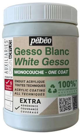 Pébéo Gesso Studio Green - Bianco - Monostrato, 225 ml