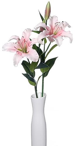 huaao 2 Stück Künstliche Blumen Lilien Latex 68cm Langer Stiel Lilien Gefälschte, Blumensträuße Lünstliche Lilie Echte Berührung Blumenarrangement Dekoration für Hochzeit Party Büros, Rosa