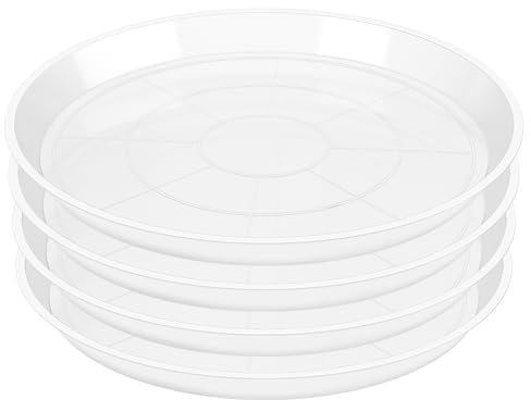OUPSAUI Sottovaso trasparente per piante da 30,5 cm, 40,5 cm, 40 cm, 50 cm, 55 cm, confezione da 4 vassoi per piante in plastica extra large per esterni e interni, vassoio antigoccia per piante (40,6