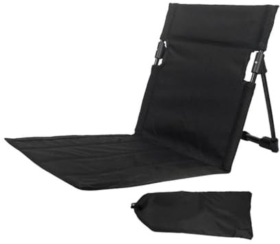 Fenteer Strandstuhl mit Rückenstütze, Stadionstuhl, Lounge-Stuhl, Strandbodenstuhl, Faltbarer Stuhl für Park, Außenhof, Sonnenbaden, Schwarz
