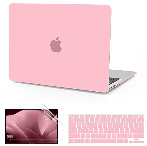 B BELK Compatible with MacBook Air 13 inch Case 2010-2017 Release Model A1466 A1369, Matte Plastic Laptop Hard Shell Case for MacBook Air 13.3 inch + Keyboard Cover + Screen Protector, Pink