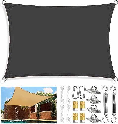 Sonnensegel for Teiche im Freien, UV-beständig, mit Befestigungssatz und Abspannseil, Markise, rechteckig, quadratisch, Sonnenschutz for Terrasse, Terrasse, Pool, Sonnenschutzsegel, 2 m, 2,5 m, 3 m, 3