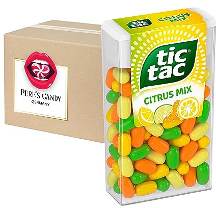 Tic Tac Citrus Mix 24 Pack (24 x 18 g) - 432g| Süßigkeiten im praktischen Pack | von Pere's Candy mit Geschenk notepad - Bundle
