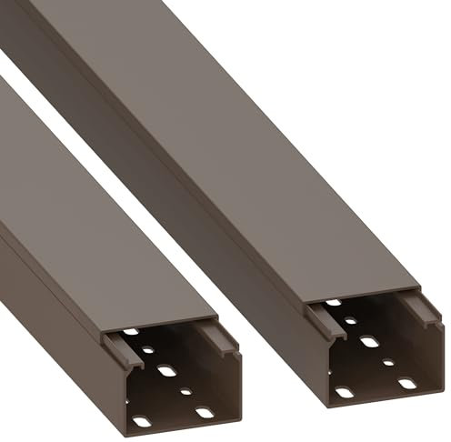 Habengut | Canal para Cables (con Orificios de Montaje en el Suelo) 40x60 mm, de PVC, Longitud 2 m (2 x 1 m), marrón