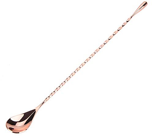 Gavigain Barlöffel Edelstahl Mixing Löffel Cocktail Löffel Spiralmuster Bar Cocktail Shaker Löffel mit langem Griff Bar Mixing Löffel Getränk Kaffee Mixing Layering Tool(Gold)