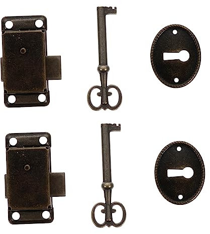 Gadpiparty 2 Stück Vintage Möbelschloss Zubehör Aus Metall Kompakte Antike Kastenschlösser Für Holzkisten Schmuckschatullen Und Schranktüren Langlebig Und Formstabil Ersatz Für Alte Schlösser