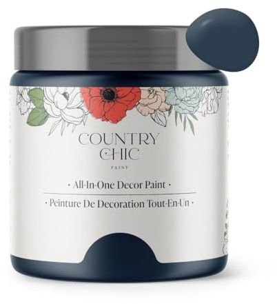 Country Chic All-in-One Chalk Paint for Furniture, Cabinets, Home Decor, Eco-Friendly, Matte Finish, Built-In Primer & Top Coat for Wood, Metal - Peacoat (Navy Blue) - 8 oz (237 ml)