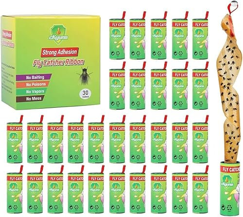 Fliegenfallen für drinnen im Freien, Fliegenpapierstreifen, Fruchtfliegenband, Fliegenband, Fruchtfliegenfalle Falle Fruchtfliegenfalle Killer Fliegenfallen für Zuhause (30Stück)
