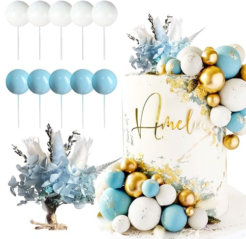 Blue Cake Topper Boho Cake Decorations Cake Flowers Decorations Floral Cake Topper for Baby Shower Wedding Bridal Birthday Party Supplies