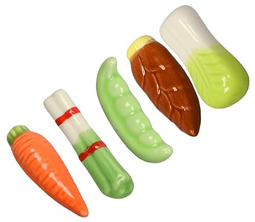 KICHOUSE 5pcs Vegetables Design Chopstick Holder Ceramic Spoon Rack Chopsticks Pillow Bracket Fork Stand Cabbage Carrots Lentils Spring Onions Bamboo Shoots for Chinese Japanese Restaurants