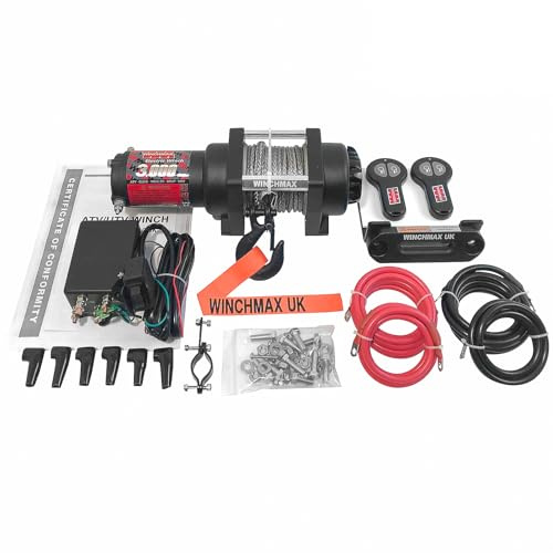WINCHMAX 3,000lb (1,361kg) Original Orange 12v Electric Winch. 15.5m x 5mm Steel Rope. 1/4 Inch Hook.