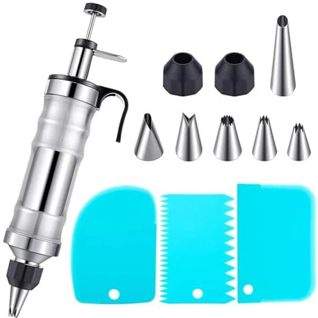 LXHZSY Siringa per Dolci Dessert Decorating Decorator Syringe Pastry Decoration Cream Nozzle Piping Scrapers Cake Icing Tools DIY Baking Accessories(B)