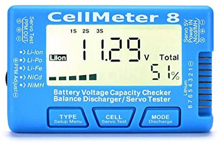 Compact CellMeter 8 Digital Battery Capacity Checker Battery Tester LCD Backlight for Life Li-ion NiMH Nicd