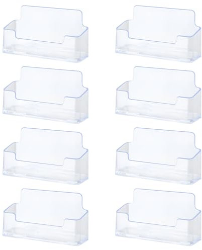 IETWATE 8 Stück Visitenkartenhalter, Kunststoff Visitenkartenständer, Transparente Business Card Holder, 95x23x48mm Visitenkartenbox Aufsteller Fasst 50-70 Karten, für Büro Visitenkarten