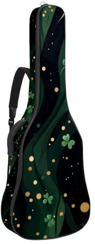 Tasche für Akustikgitarre in voller Größe, 1 cm dicke Polsterung, wasserdicht, 101,6 cm, 104,7 cm, 106,7 cm, St. Patrick Day Kleeblatt mit Marienkäfer, Mehrfarbig 04, 42.9x16.9x4.7 in, Lässiger