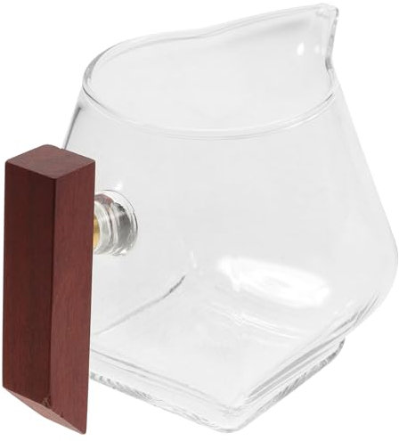 Cabilock Salsera Con Mango De Madera Vertedor De Salsa De Vidrio Elegante Taza Para Salsas Para Aderezos Para Ensaladas Seguro Para La Cocina