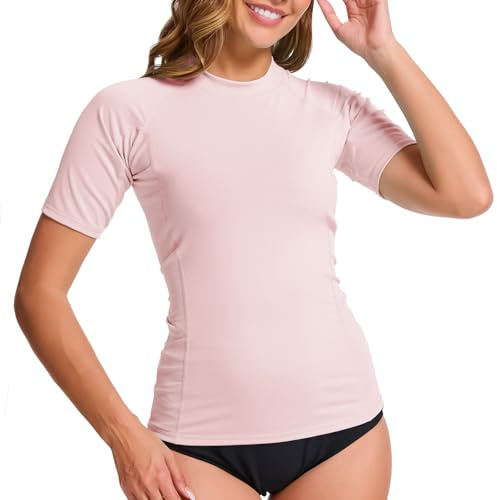 MEETWEE kurz & Langarm Damen Surf Rash Guard Sonnenschutz Badeanzug UV-Schutz Shirt UPF 50+ Kurzarm Badeoberteil Schnell trocknendes Schwimm-Sonnenschutzshirt für Wassersport