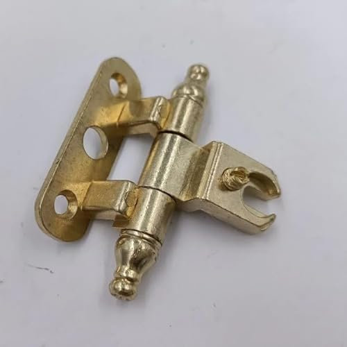 Cerniere per Mobili Antichi – Stile Arte Povera – Per Ante in Battuta – Gambo 9 mm – Finitura Anticata – Ideali per Restauro e Ripristino Mobili d’Epoca – Capitelli Corti (4, oro)