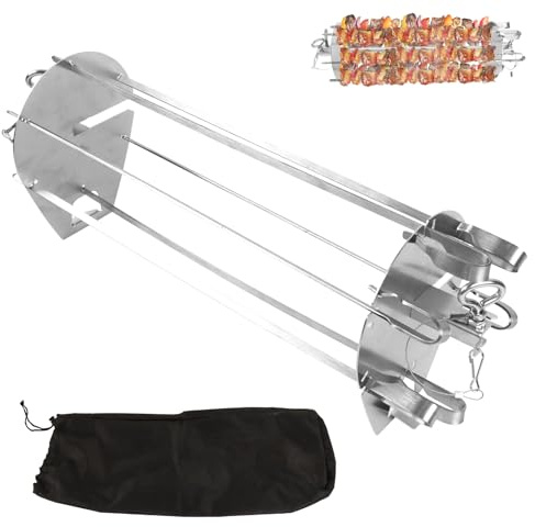 Grill Rotisserie Accessories for Weber Crafted Rotisserie Skewers, Shish Kebab Skewer Set w/Carry Bag for Weber Genesis,Spirit,Summit Gas Grill, 7675 Rotisserie Skewer for Most Grills,Stainless Steel