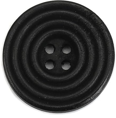 15 edle Holz-Knöpfe 25mm (2,5cm) schwarz rund Rillenmuster Vierlochknöpfe a 2mm je Loch – 4-Loch-Knöpfe mit Rillen zum Annähen nähen aufnähen basteln Bastelknöpfe Jackenknöpfe Mantelknöpfe