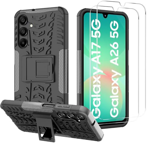 iCatchy Case for Samsung A17 5G / A26 5G, Heavy Duty Hard Tough Dual Layer Hybrid Shockproof Cover Compatible with Galaxy A26 / A17 Phone Case (Black)