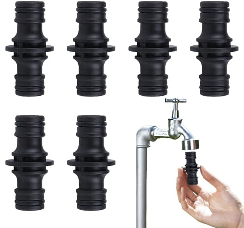 6 conectores de manguera de jardín, conector de manguera para acoplamiento Gardena, pieza de conexión de manguera, acoplamiento de manguera de dos lados, adaptador de manguera, extensión de