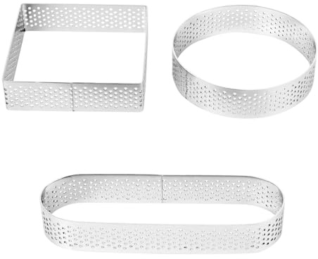 CLISPEED 3pezzi Anello per Mousse in Acciaio Stampino per Torta Tagliapasta per Stampino per Biscotti per Mousse Rotondi Quadrati Ovali